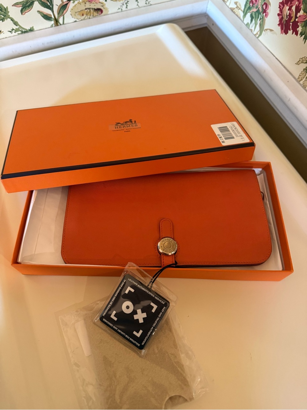 Hermès Dogon Duo Long Wallet – Orange Leather – Palladium Hardware – Full Set
